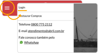 Menu de login do App