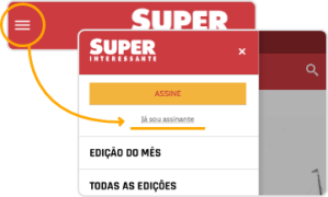 Menu de login da Super
