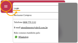 Menu de login do App
