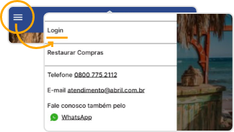 Menu de login do App