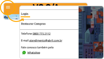 Menu de login do App